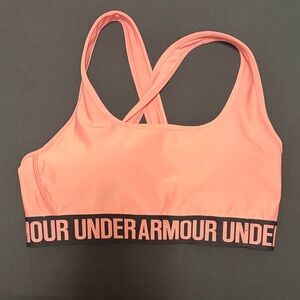Under Armour Coral Pink Crossback Sports Bra with Branded Elastic Band
